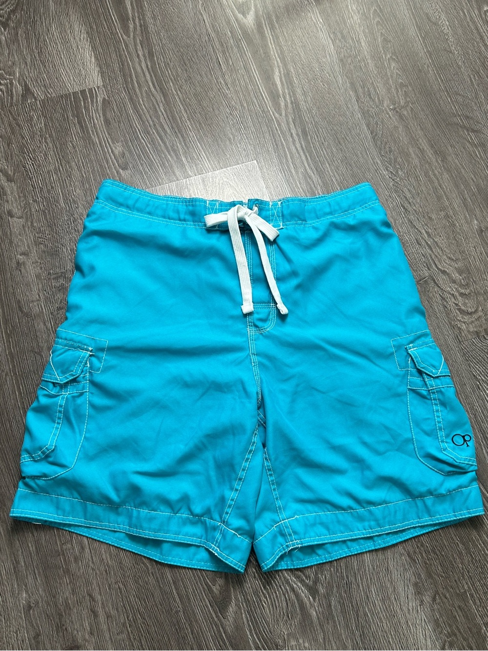 OP Men’s Teal Cargo Swim Shorts with Drawstring
